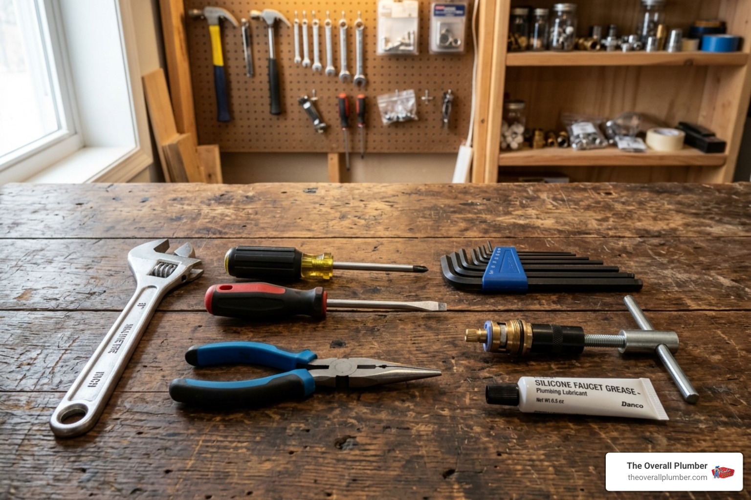 Essential plumbing tools for shower faucet repair including wrenches, pliers, and screwdrivers - shower faucet repair