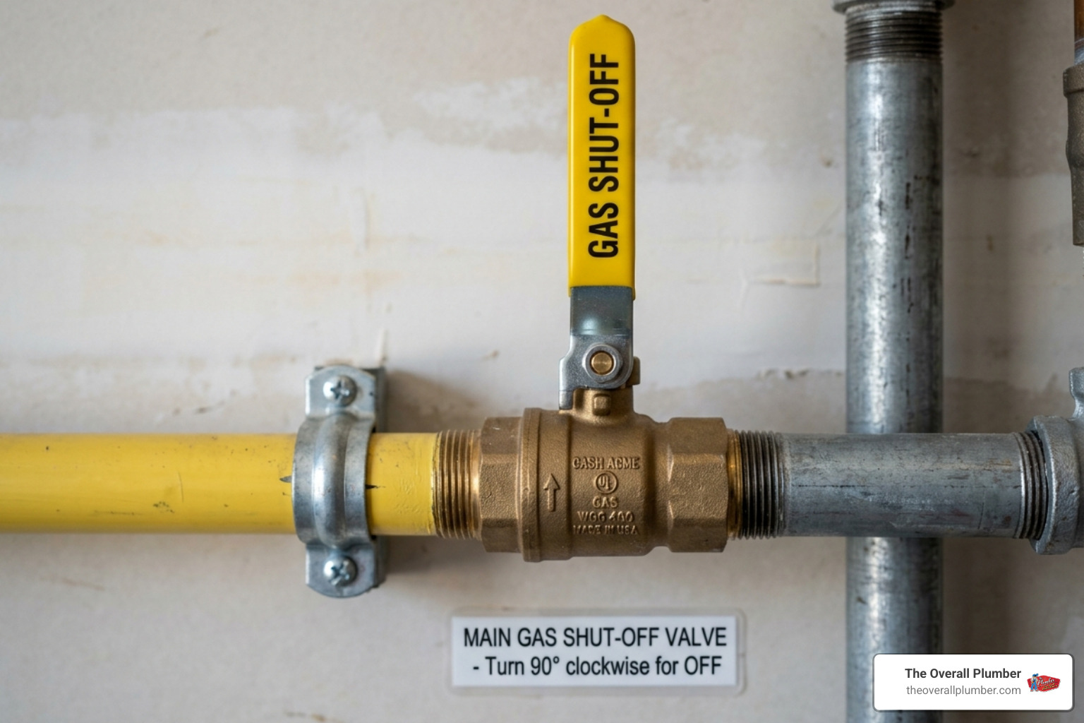 gas shut-off valve in the off position - gas line repair