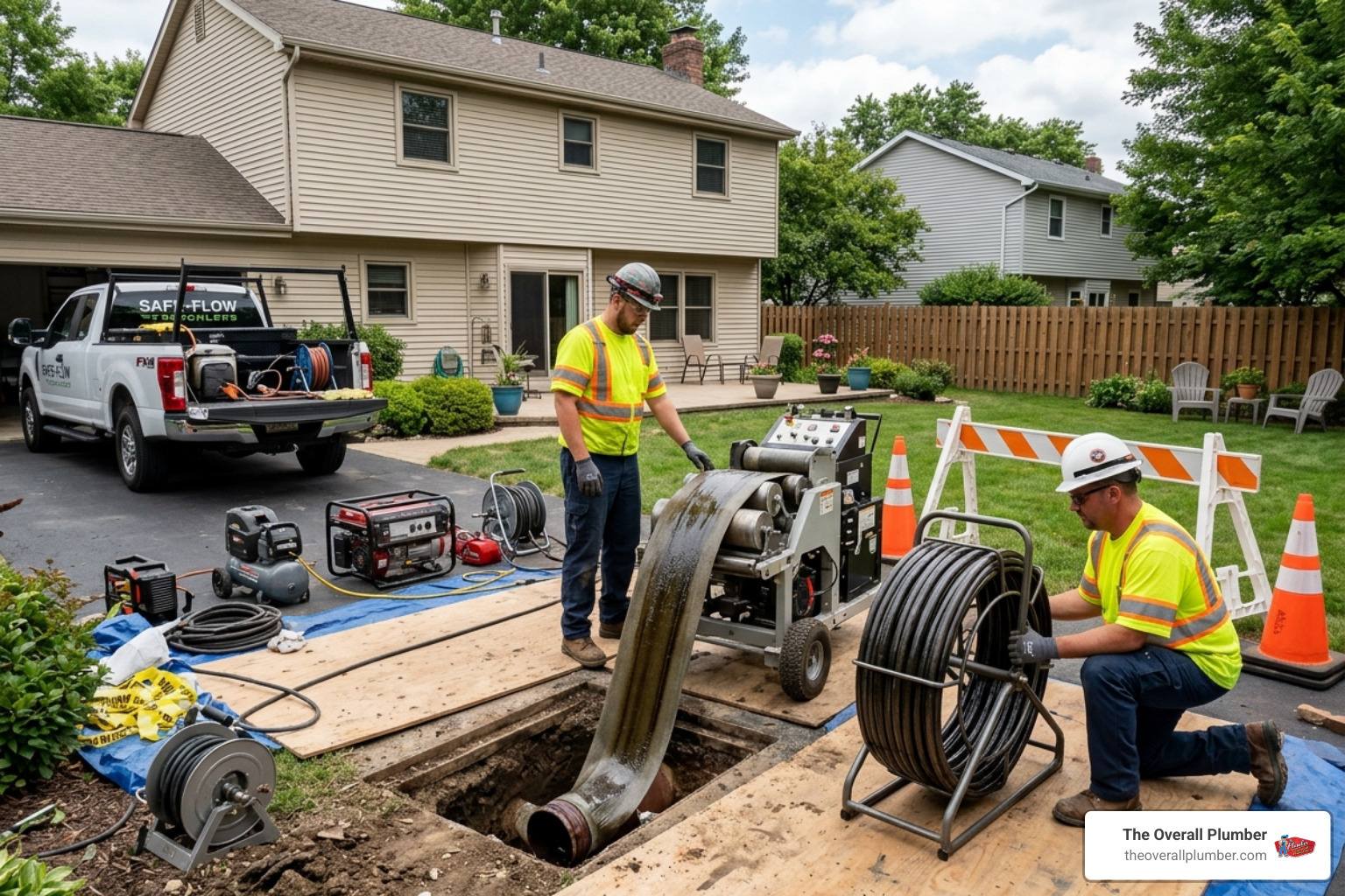 trenchless pipe lining setup - gas line repair