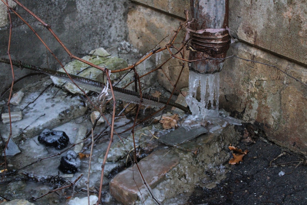 frost on an exposed copper pipe - frozen pipe plumber