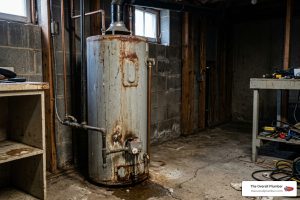 failing gas water heater with corrosion