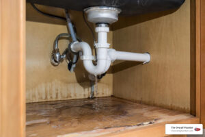pipe fix plumbing leaking pipe under kitchen sink water damage