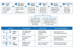 Iron pipe leak evaluation process flow