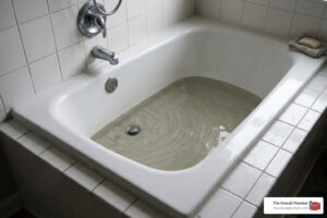 slow draining bathtub standing water