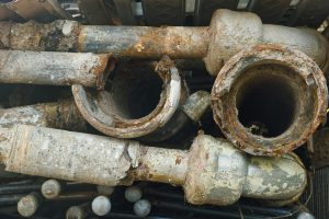 broken cast iron pipe